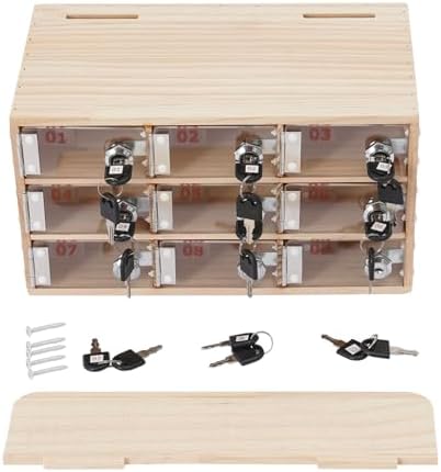 Cell Phone Cabinet,Aluminum Alloy Pocket Chart Cell Phones Storage Cabinet, Cell Phone Locker,Wall-Mounted with a Locked,for Classroom, Office, Gym (9 Grid)