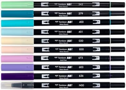 Tombow 56256 Dual Brush Pen Art Markers, Mermaids, 10-Pack. Brush/Fine Tips