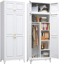 SteeLoong Armoire Wardrobe Closet,Metal Wardrobe Cabinet with Hanging Rod