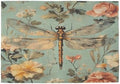 ALAZA Vintage Dragonfly Floral Set of 6 Placemats Rectangle Table Mat for Dining Table Restaurant Kitchen Home Decor, 12" x 18"
