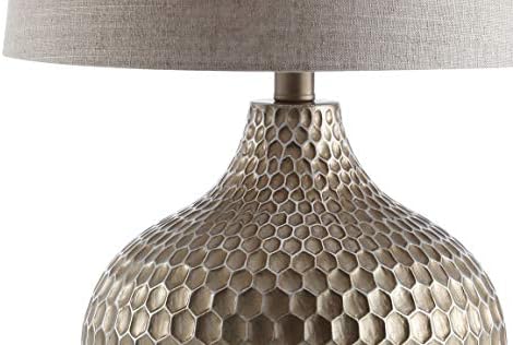 JONATHAN Y Bates Honeycomb Teardrop Resin Table Lamp 22", Antique Brown