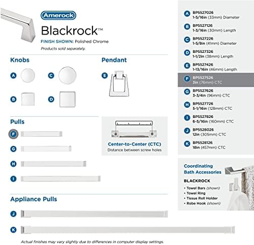 Amerock | Cabinet Pull | Polished Chrome | 3 inch (76 mm) Center to Center | Blackrock | 2 Pack | Drawer Pull | Drawer Handle | Cabinet Hardware