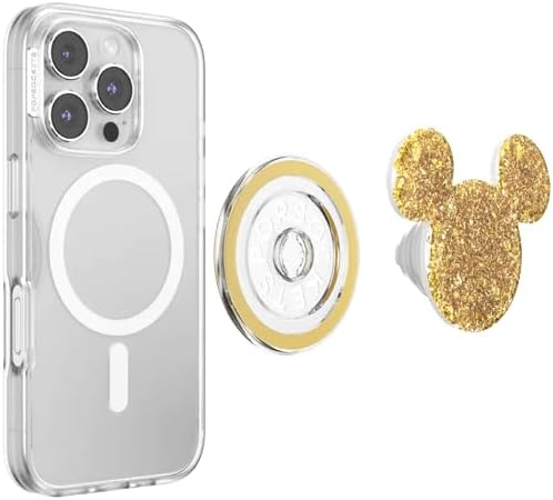 PopSockets Phone Grip for MagSafe, Magnetic Holder- Earridescent Ears | Removable, For Kindle / Android / iPhone, With Magnet, Disney, Mickey Mouse, Minnie, Gold