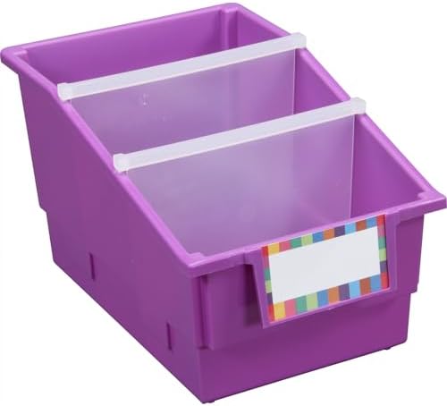 Really Good Stuff Purple Chapter Book Classroom Library Bins with Dividers
