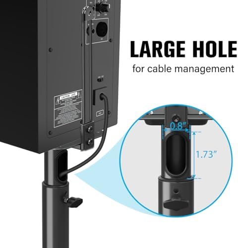 Mounting Dream Speaker Stands - Height Adjustable Speaker Stand for Vizio, Polk, JBL, Sony, Speaker Stands Pair with Wire Management (Holds up to11LBS Per Stand)