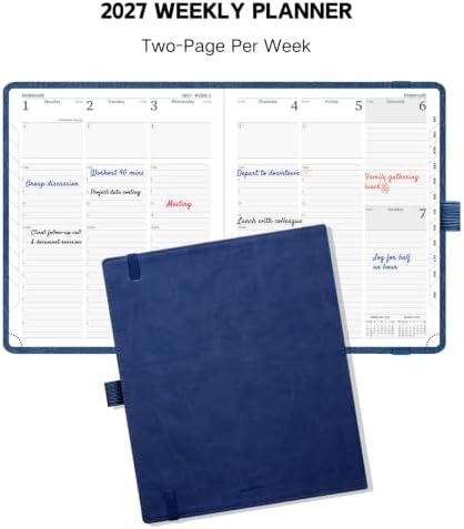 2027 PU Leather Planner, 10.25" x 8.25", Hourly Planner for Work