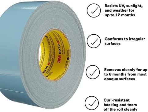 3M Performance Plus Duct Tape 8979, Slate Blue, 144 mm x 54.8 m, 6 Rolls