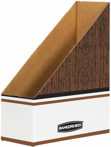 Bankers Box 12-Pack Magazine File Holders, Oversized Letter, Wood Grain | Organize oversized catalogs, manuals, and project binders with extra-capacity files built for heavier materials.