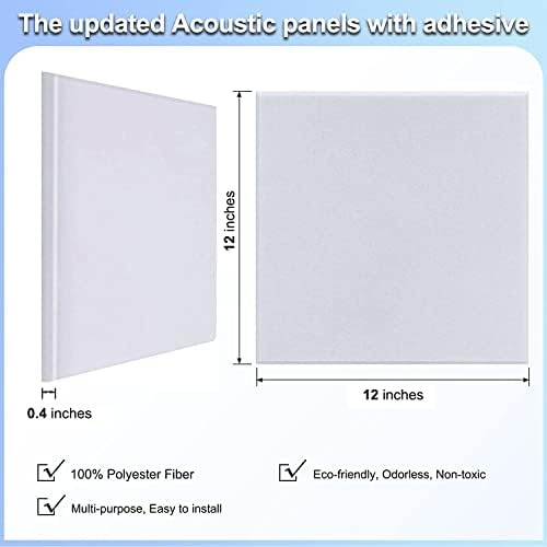 18 Pack Acoustic Panels-12"X12"X 0.4"Soundproof Wall Panels, White Sound Absorbing Panel,High-Density Sound Dampening Panels Acoustic Treatment for Home Studio
