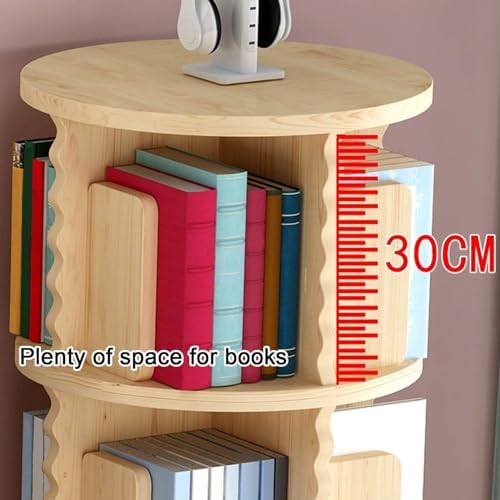 GAMAK Rotating Bookshelf Kids Bookshelf with Storage Small Bookshelf 360 Display 2-4 Tier Floor Standing Bookcase Used in Bedrooms Study Room (Size : Lace Edge, Color : Three)