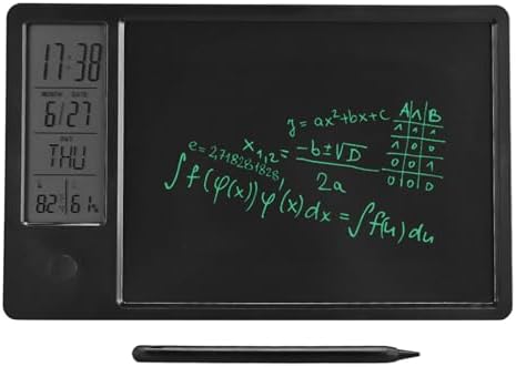 LCD Doodle Board 10 Inch Erasable Writing Pad with Digital Clock for Kids and Adults (Black)