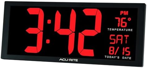 AcuRite Digital Clock, 14.5-Inch / Red