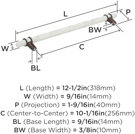 Amerock 10-1/16" Carrione Marble White/Oil-Rubbed Bronze Drawer Pull