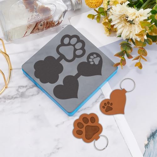 SUPERDANT Paw Print of Love Pendant Leather Die Keychain Decor Wooden Die Cutter Leathers Cutting Dies DIY Art Crafts Leathers Dies Cutter for Men Women Leather Making for Handmade Lover Gifts