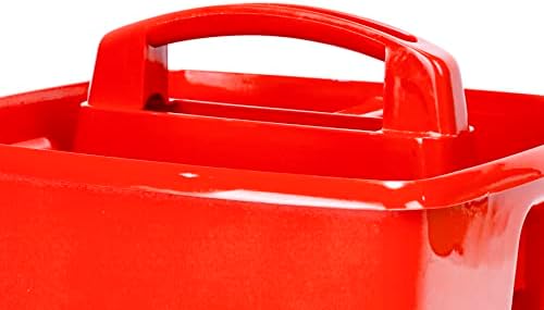 Storex 3-Compartment Small Caddy – Multipurpose Classroom Organizer with Handle, Red, 5-Pack (00949U06C)
