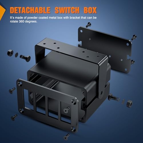 Nilight 4 Gang Rocker Switch Box Detachable Housing 4 Holes Aluminum Panel