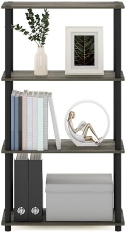 Furinno Turn-N-Tube Toolless 4-Tier Storage Shelves, French Oak