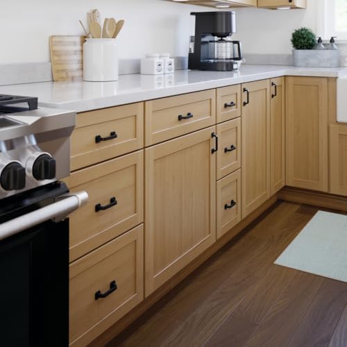 Franklin Brass 10 Pack Matte Black Cabinet Handles 3 inch (76mm) Kitchen Cabinet Handles and Drawer Pulls for Cupboards and Dressers |Notched Backplate