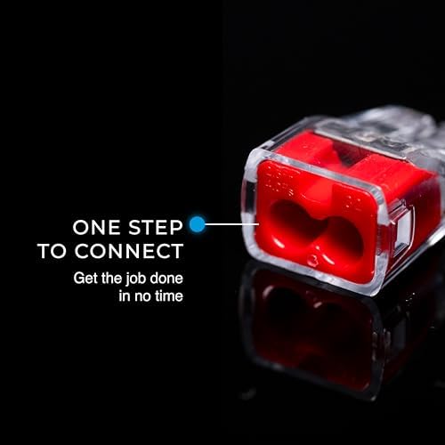 Ideal Electrical in-Sure Push-in Wire Connector, 2-Port (30-1032P), Bag of 100-Color Coded Connectors for Solid and Stranded Wires