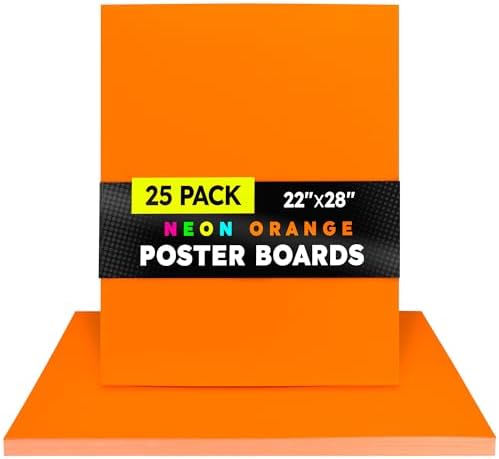 Hygloss Poster Board 22 x 28, 25 Pack Neon Orange, Colored Posterboard