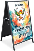 Pionites Heavy Duty Slide-in Folding A Frame Sign Sidewalk Sign 24x 36 Inch Steel Metal Double-Side Pavement sign Corrugated Plastic Poster (1, Black, 24''X36'''(Plastic Backing include))