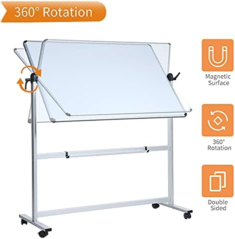 VIZ-PRO Double-Sided Magnetic Mobile Whiteboard, 44" x 30"