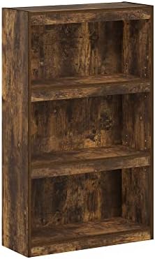 Furinno Jaya Book Shelf, 3-Tier Modern Bookshelf with Adjustable Shelf, Bookcase with Open Shelf, 9.5 x 24.5 x 40.3, for Organization and Storage, for Living Room, Bedroom, Home Office, Amber Oak
