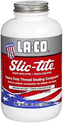 La-Co 42029 Slic-Tite Premium Thread Sealant Paste with PTFE, -50 to 500 Degree F Temperature, 1 pint Brush-N-Cap Jar