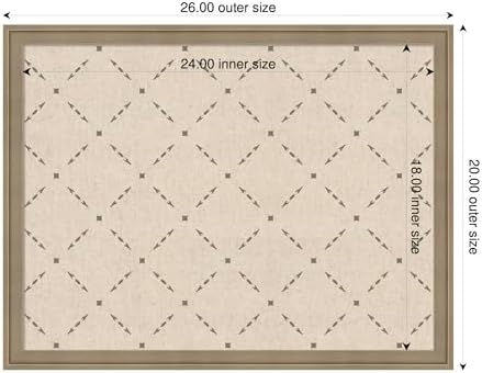 Kate and Laurel Framed Fabric Pinboard 26 x 20, Green Lattice Pattern Printed Linen Classic Bulletin Board for Use as a Vision Board or Wall Organization, Florence Light Brown Frame