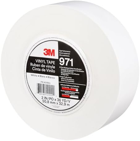 3M Durable Floor Marking Tape 971, White, 2 in x 36 yd, 17 mil, 1 Roll