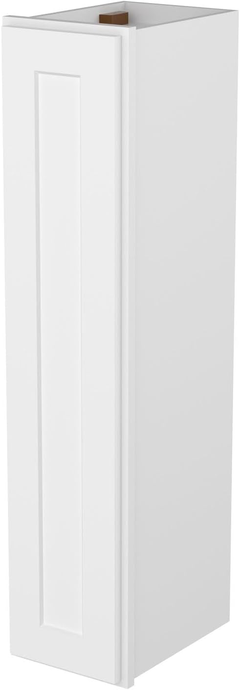 Furinno Shaker 4-Tier Wall Kitchen Cabinet, 1-Door, White | 12 D x 9 W x 42 H, Adjustable Hinges, Soft-Close Shaker-Style Door, Ready to Assemble, Plywood, for Pantry, Dining Room