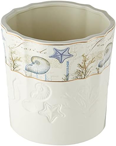 Avanti Linens - Waste Basket, Guest Bathroom Essentials, Nautical Home Decor (Antigua Collection) | Decorative Wastebasket, Durable Construction, Bathroom Trash Can, Bedroom & Office Use, Easy To Clean