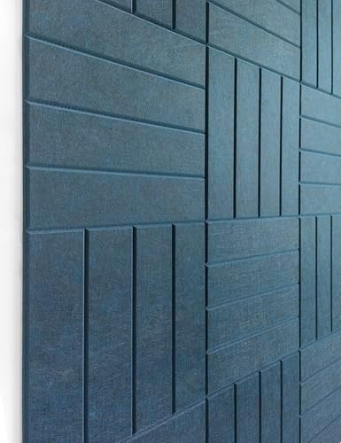 Felt Bulletin Board Tiles | Modern Cork Board Alternative | Large Cork Boards for Walls | Aesthetic Felt Wall Panels for Office & Home Decor | Pinboard & Photo Board (12-Pack) | Prussian Blue