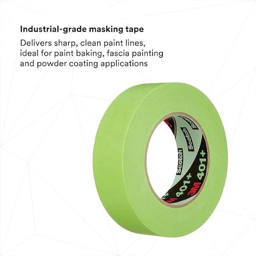 3M 401+ 2" x 60yd High Performance Masking Tape - 2" x 60 Yards Roll, Crepe Paper, Green