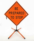 Traffic Roll-Up Sign Kit with Stand – Collapsible Safety Sign & Heavy-Duty Portable Stand, High Visibility, Easy Setup (Be Prepared To Stop, Non-reflective)