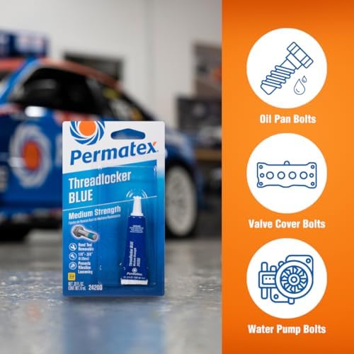 Permatex 24200 Medium Strength Threadlocker Blue, 6 ml, Automotive Threadlocker For Preventing Bolts From Loosening And Corrosion, Removable With Hand Tools
