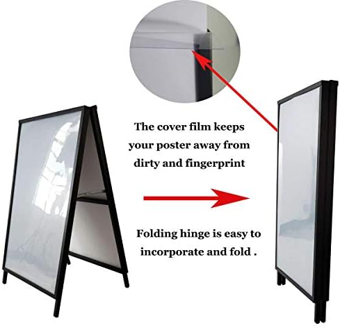 YDisplay A Frame Sign Heavy Duty Sidewalk Sign for Poster Board 24x 36 inches Double-Sided Sandwich Sign,Including 2 Anti-Glare Covers & Corrugated Boards for Indoor Outdoor,Black