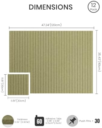 Bumusty 48"x 36" Large Felt Bulletin Board Tiles, Olive Green