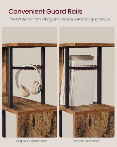 VASAGLE 6-Tier Book Shelf, S-Shaped Tall Display Shelf for Living Room | Bookcase Book Shelf, Tall Narrow Display Shelf Storage, Rustic Brown and Matte Black, BARNET Collection ULLS182KD01