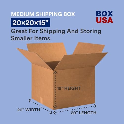 BOX USA Large Moving Boxes 20"L x 20"W x 15"H 6-Pack - Corrugated Cardboard Box for Shipping, Mailing, Packing, Packaging and Storage