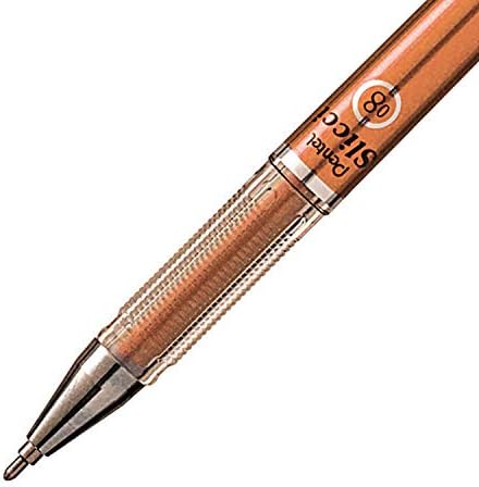 Pentel Arts Slicci Metallic 0.8 mm Needle Tip Gel Pen, Metallic Bronze Ink, Box of 12 (BG208-ME)