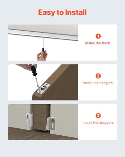 VEVOR Sliding Pocket Door Hardware Track Kit, 4.73 ft Heavy Duty Pocket Door Hardware Kit, Commercial Grade Pocket Door Hardware and Track Set for 24"-30" Wide Single Door