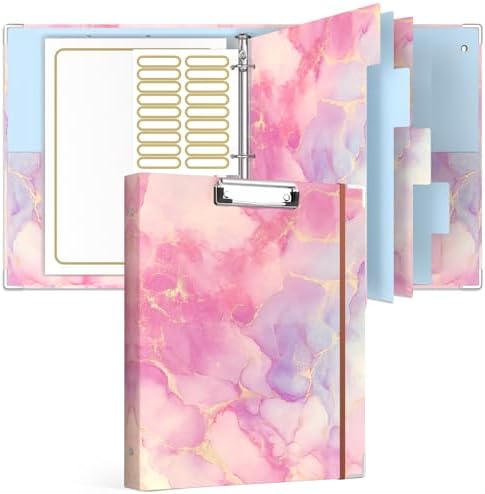 Rouidr 3 Ring Binder with clipboard, 1 inch 8.5 x 11 in Letter Size View Binders Organizer with Dividers Tabs & Clear Sleeves, School Supplies, Office Supplies