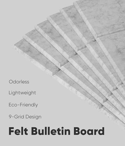 Large Cork Board for Walls 36" x 24", 6 Pack Felt Wall Tiles with Push Pins for Office Home, Pin Board Bulletin Board for Photo Pictures, Heather Gray