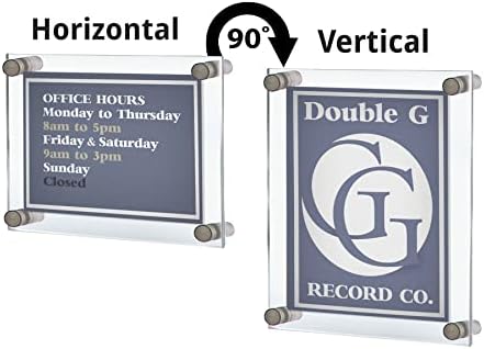 Azar Displays, 105514, Floating Acrylic Wall Frame with Silver Hardware Stand Off Caps, Clear Hanging Photo Frame Display Mount with Frameless Border, Glass-Like Frame for Large Prints, 8.5" x 11"