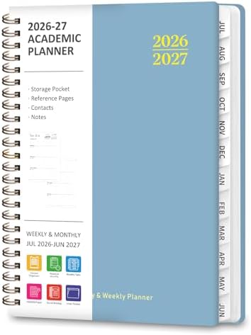 Planner 2026-2027, Weekly and Monthly Academic Planner, July 2026 - June 2027, Hardcover Calendar Agenda Book for School Year Planning, School Supplies for Teacher and Student, A5(6.3'' x 8.5'')