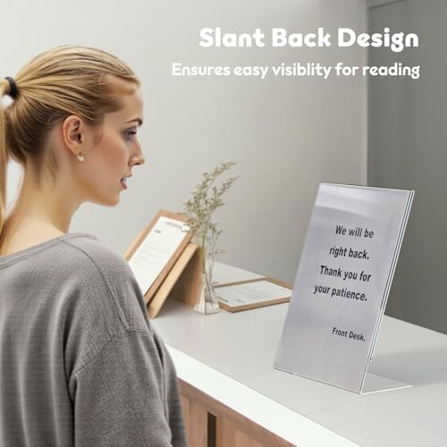 NIUBEE Acrylic Sign Holder 8.5 x 11 Vertical L-Shape Flyer Stand 3 Pack