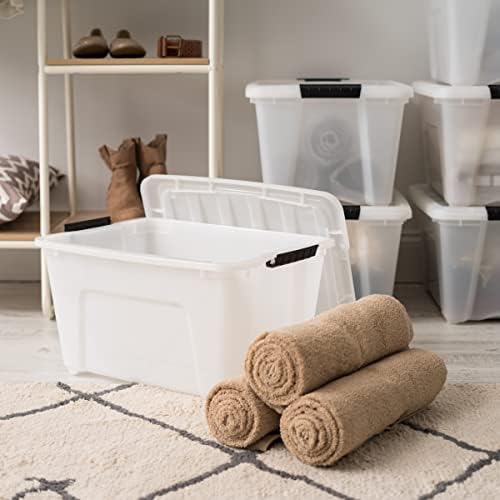 IRIS USA 4-Pack 32 Quart Storage Bins with Lids, Pearl