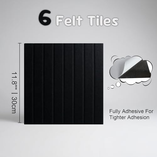 Large Felt Bulletin Board with Self-Adhesive | 6 Pack 36"x24" Cork Board Alternative | Notice Boards with 35 Pushpins, Secure and Easy to Install, Home Office Decor Classroom Decor - Black