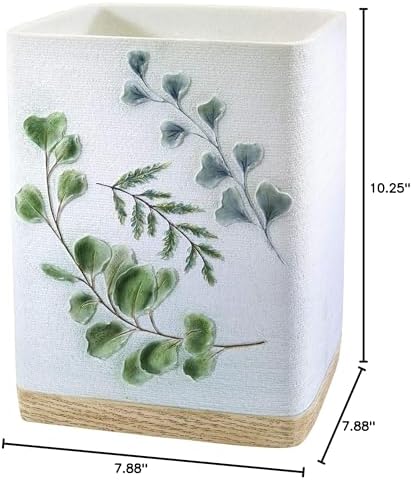 Avanti Linens - Waste Basket, Decorative Trash Can, Guest Bathroom Essentials, Botanical Inspired Home Decor (Ombre Leaves Collection)